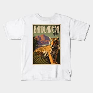 Bangladesh Tiger Vintage Travel Art Poster Kids T-Shirt